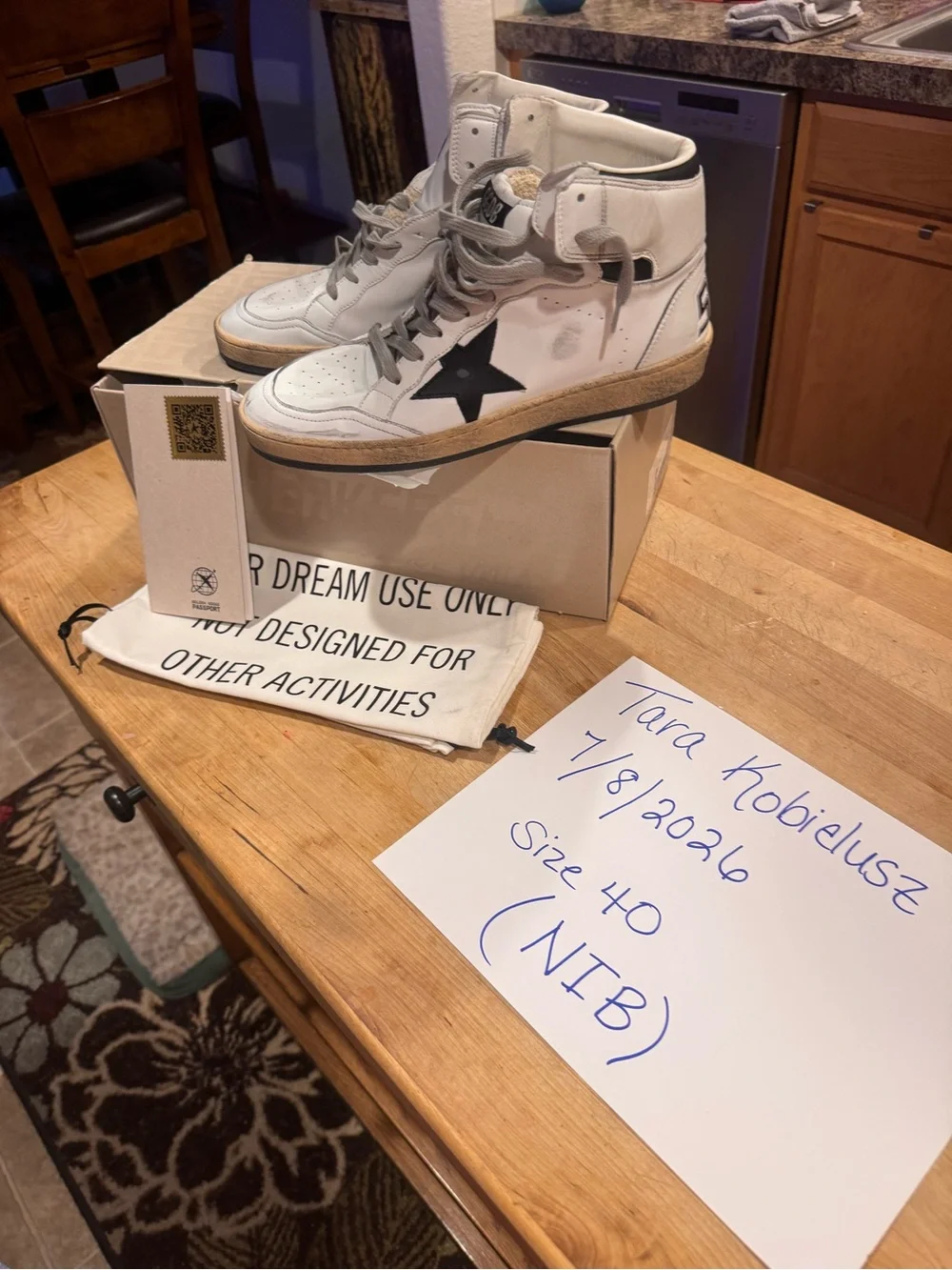 Golden Goose White High-Top Sneakers with Black Star